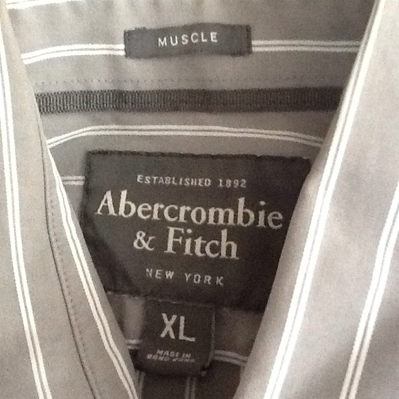 Abercrombie & Fitch Gray and White Stripe Shirt XL - Picture 6 of 9